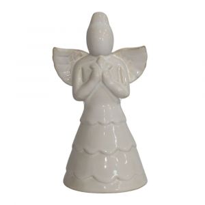 Statue statuette sculpture déco ange Noël céramique blanche 10cm