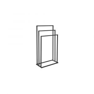 Porte serviette sur pied en m&eacute;tal noir 3 bras