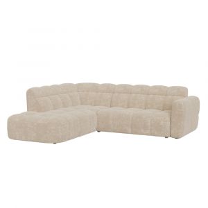 Canap&eacute; d'angle 6 places en tissu beige