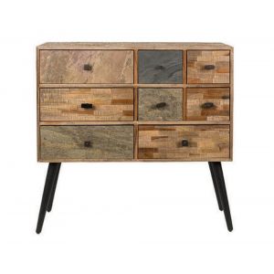 Commode en bois de teck recycl&eacute; avec tiroirs