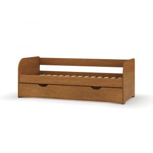Lit banquette gigogne bois massif noisette 80x190 cm