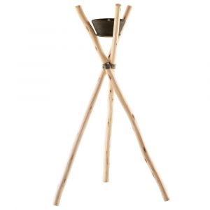 Grand bougeoir torche ext&eacute;rieur avec bougie bois naturel 80 x 80