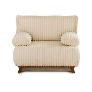 Fauteuil en fausse fourrure c&ocirc;tel&eacute;e beige