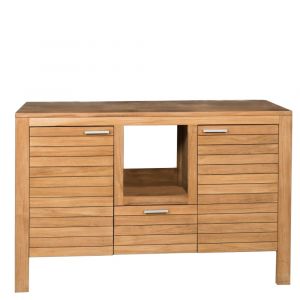 Meuble sous vasque en teck 2 portes 1 tiroir L120cm