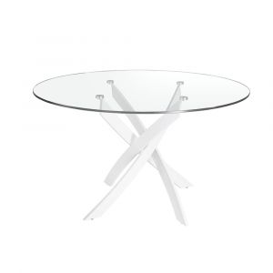 Table &agrave; manger ronde, Verre  Blanc &ndash; &Oslash;120x75cm.