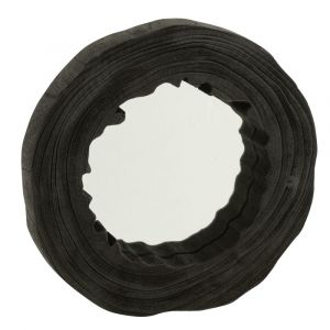 Miroir irr&eacute;gulier en bois de paulownia noir