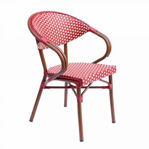 Fauteuil de terrasse bistrot parisien en aluminium rouge
