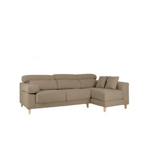 Canap&eacute; 4 places d'angle droit couleur marron taupe 278cm