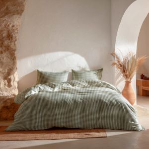 Housse de couette 100% coton vert 260x240 cm + 2(50x90) cm