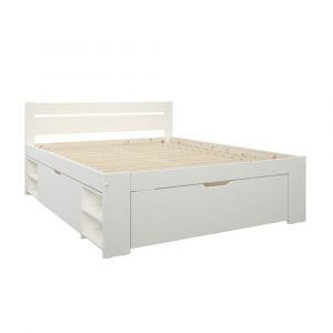 Lit multi-rangements en pin blanc 140x200