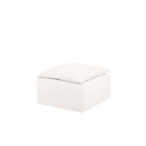Pouf en coton et lin d&eacute;houssable blanc de 87x87cm