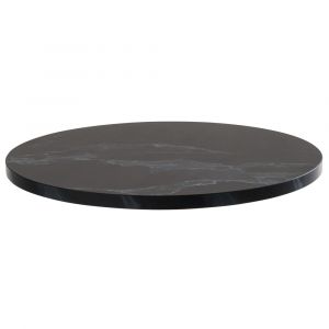 Plateau de table rond en m&eacute;lamin&eacute; 60 cm marbre noir
