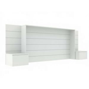 T&ecirc;te de lit avec chevets effet bois blanc 160 cm