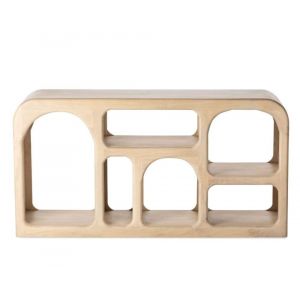 Etagère basse en bois de manguier avec niches