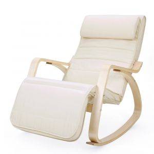 Fauteuil à bascule moderne tissu bois beige