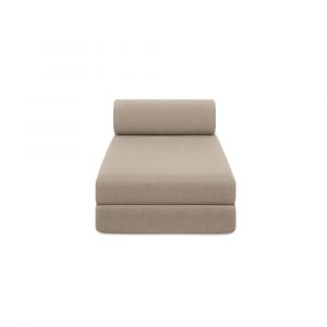 M&eacute;ridienne convertible et modulable 3 places en tissu lisse taupe