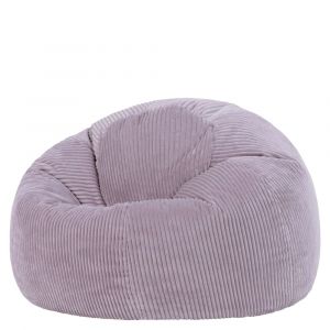 Pouf velours c&ocirc;tel&eacute; violet lavande