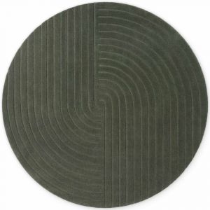 Tapis rond en laine tuft&eacute;e main Vert 200cm