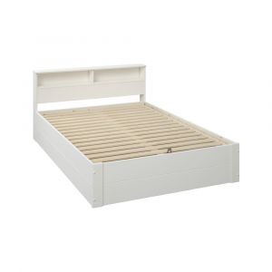 Lit coffre effet bois blanc 140 x 190 cm