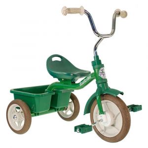 Tricycle en m&eacute;tal vert avec benne Transporter Italtrike