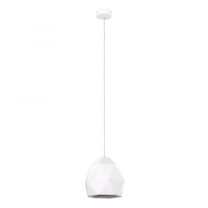 Lampe suspendue c&eacute;ramique blanc H 125 cm