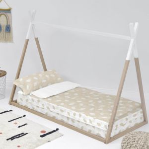 Couchage pr&ecirc;t &agrave; dormir 100% coton beige 90x200 cm sans rembourrage