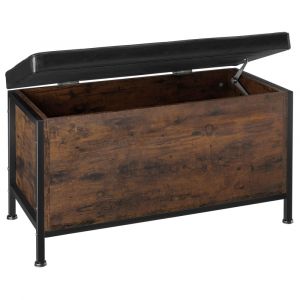 Coffre banquette de rangement cuir synth&eacute;tique Bois fonc&eacute;