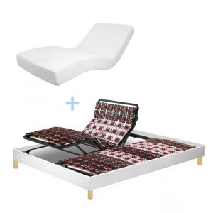 Lit electrique, matelas à mémoire de forme, contour simili 180x200 cm