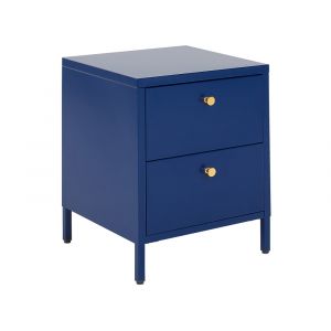 Table de nuit &agrave; 2 tiroirs m&eacute;tal bleu marine
