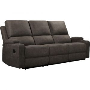 Canap&eacute; relax manuel 3 places avec 2 relax en microfibre anthracite