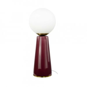 Lampe &agrave; poser en c&eacute;ramique & verre & m&eacute;tal bordeaux