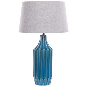 Lampe &agrave; poser c&eacute;ramique bleu paon