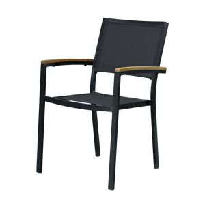 Fauteuil aluminium et textil&egrave;ne noir