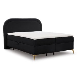 Lit boxspring 200x200 avec coffre de rangement et pieds dor&eacute;s