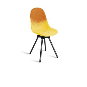 Chaise en plastique recyclé jaune, pied en acier revalorisé