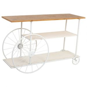 Console en bois et métal laqué blanc avec 2 étagères 120x42x78h cm