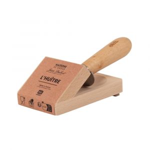 Couteau &agrave; huitre et sabot en inox et bois de h&ecirc;tre