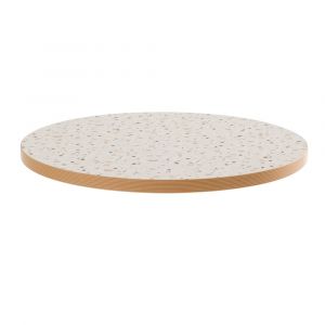 Plateau de table rond en m&eacute;lamin&eacute; 60 cm terrazzo