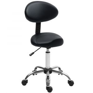 Tabouret &agrave; roulettes pivotant 360&deg; hauteur r&eacute;glable 51-67 cm noir