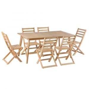 Ensemble table et 6 chaises extensible 160/220cm en bois d'acacia