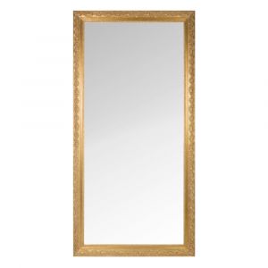 Grand miroir rectangulaire &agrave; moulures dor&eacute;es 90x180