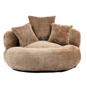Fauteuil rond lounge en tissu chenille avec coussins