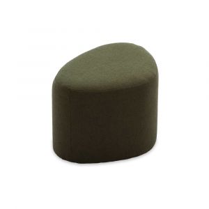 Tabouret, pouf galet en tissu couleur kaki fonc&eacute;