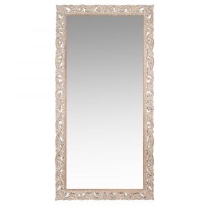 Grand miroir rectangulaire en bois de manguier sculpté 90x180