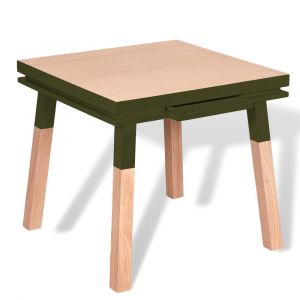 Table de cuisine carrée avec tiroir 80 cm, 100% frêne massif