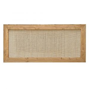 T&ecirc;te de lit en raphia et bois massif de couleur ch&ecirc;ne 160x74cm