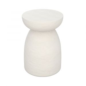 Table d'appoint ronde en b&eacute;ton blanc D35 cm