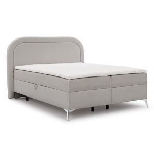 Lit boxspring 180x200 avec coffre de rangement et pieds chrom&eacute;s
