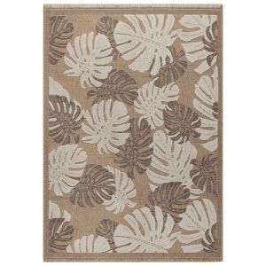 Tapis int&eacute;rieur et ext&eacute;rieur aspect jute feuille marron - 120x170