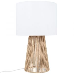 Lampe en rotin et abat-jour blanc